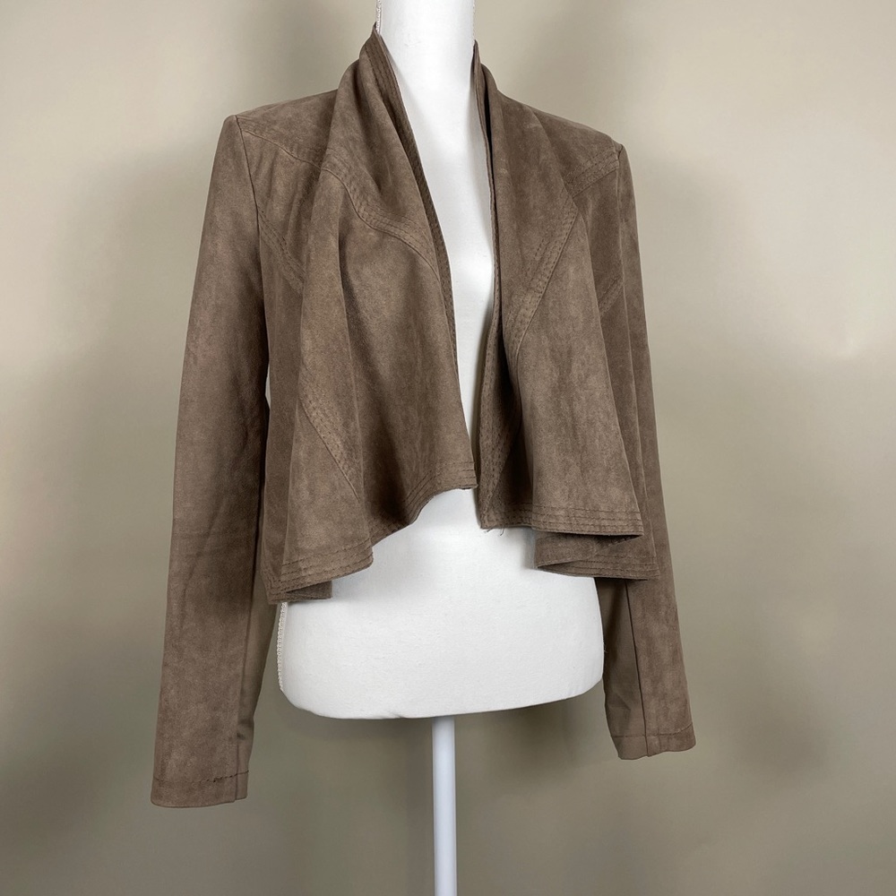 BCBGMaxAzria Women’s Faux Suede Brown Open Front Jacket